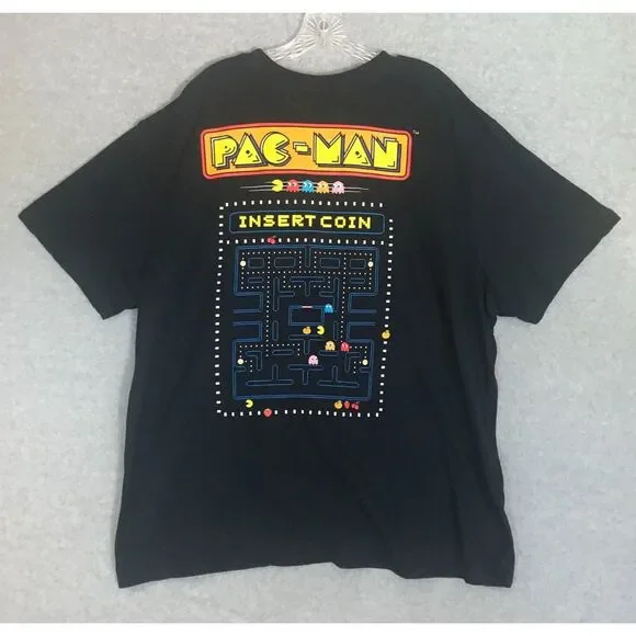 Pac-Man Game "Insert Coin" T-Shirt Mens 3XL Black Short Sleeve Gamers Tee - Picture 1 of 8